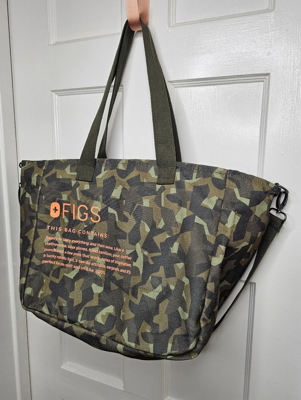 FIGS Camo FREEx Canvas Weekender Tote Bag - Martini Olive